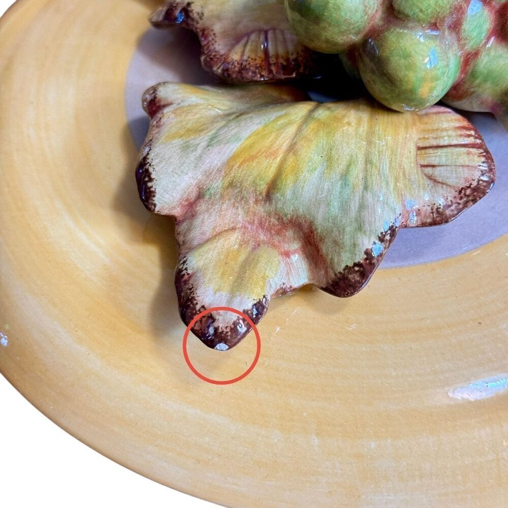Vintage Cali Large Ceramic Pottery Serving Bowl Yellow Grape 3D Lid Collectible - Picture 12 of 14